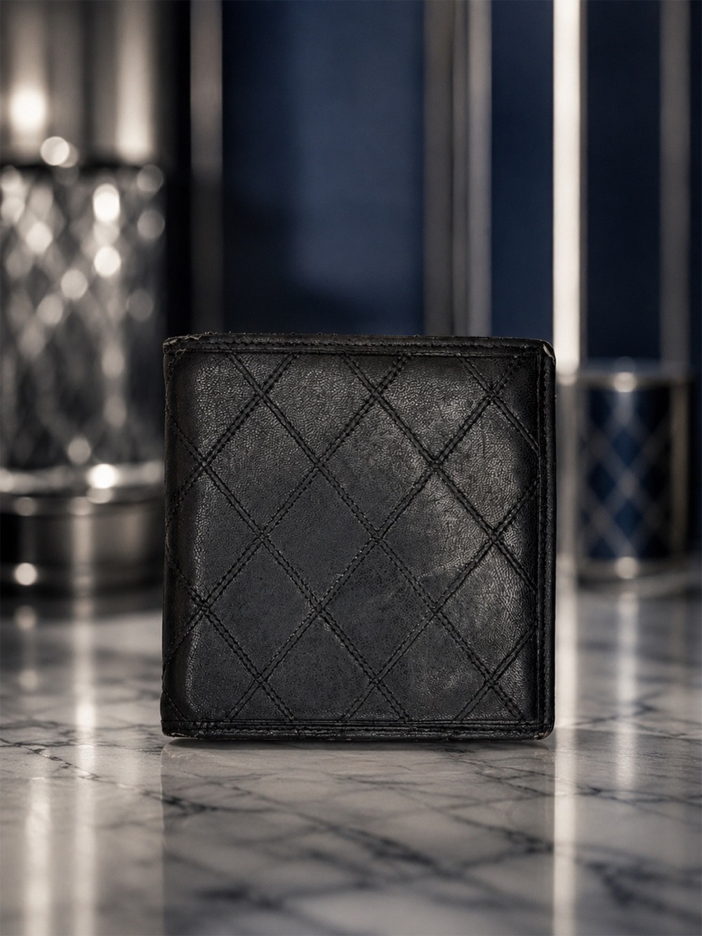 CHANEL Men’s Quilted Leather Bifold Wallet | Black | Vintage | Includes COA